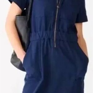 J Crew Navy Blue Mini Chino Casual Shirt Dress